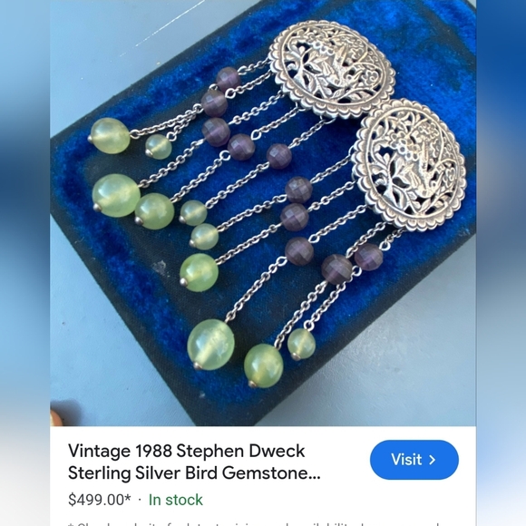 RARE! Autentic 1988 Stephen Dweck Sterling Silver Turquoise Clip on Earrings! - Picture 8 of 8